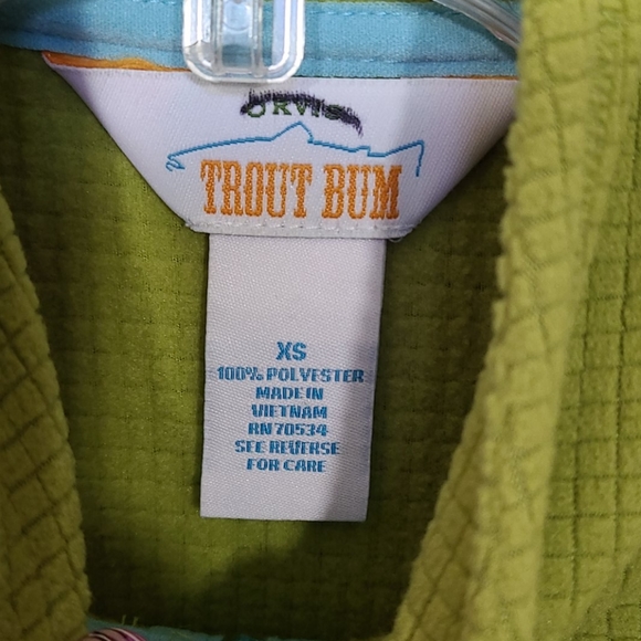 Orvis Trout Bum Waffle 1/4 Zip Green Pullover Size XS - Picture 8 of 8